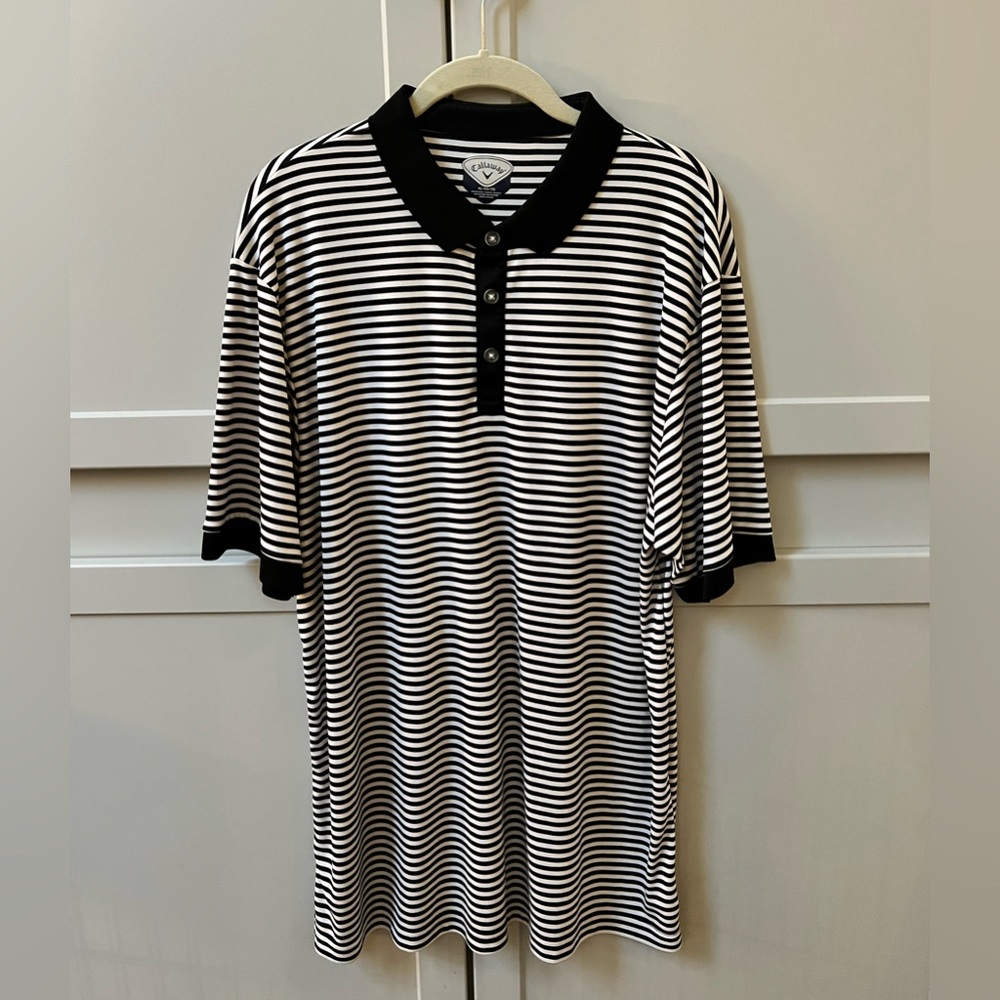 Callaway men’s golf polo, black and white stripe, size XL